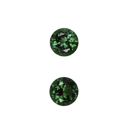 7mm Round Medium Blue-Green Tourmaline Pair