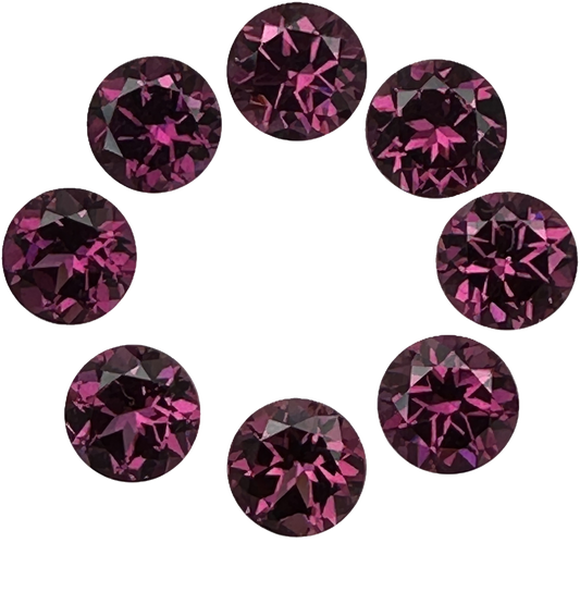 7mm Round Open Burgundy Rhodolite