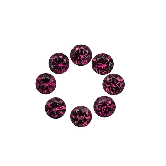 7mm Round Open Burgundy Rhodolite