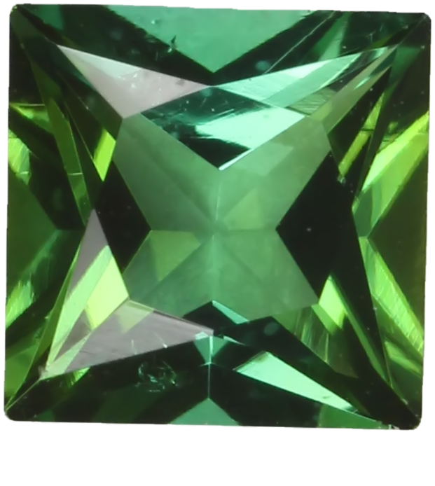 6mm Princess Cut Medium Blue-Green Tourmaline