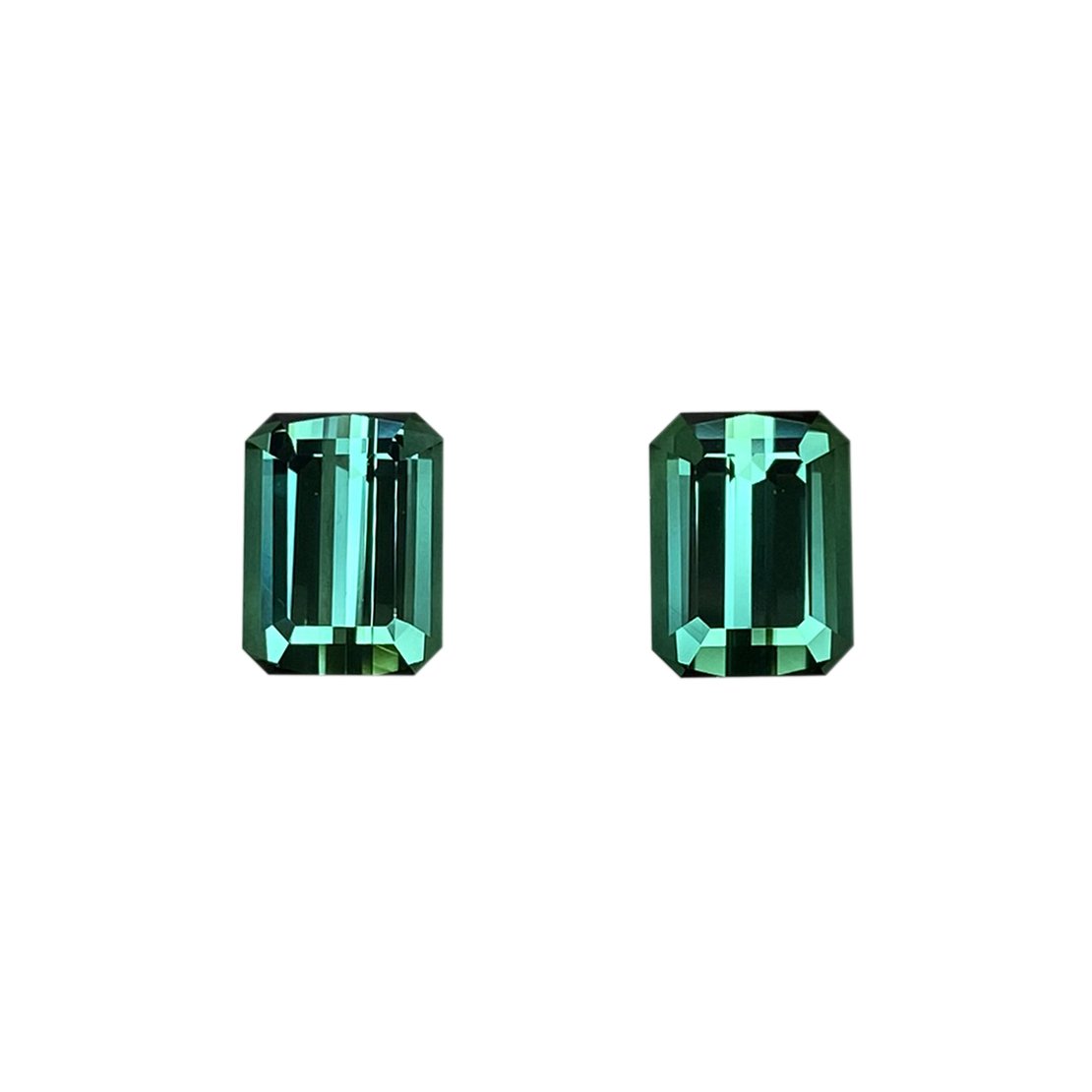 Emerald Cut Medium Blue-Green Tourmaline Pair