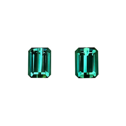 Emerald Cut Medium Blue-Green Tourmaline Pair