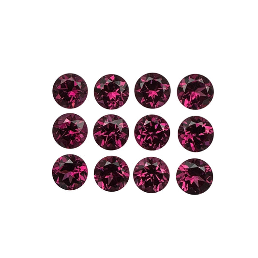7mm Round Open Burgundy Rhodolite