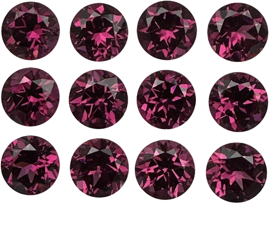 7mm Round Open Burgundy Rhodolite