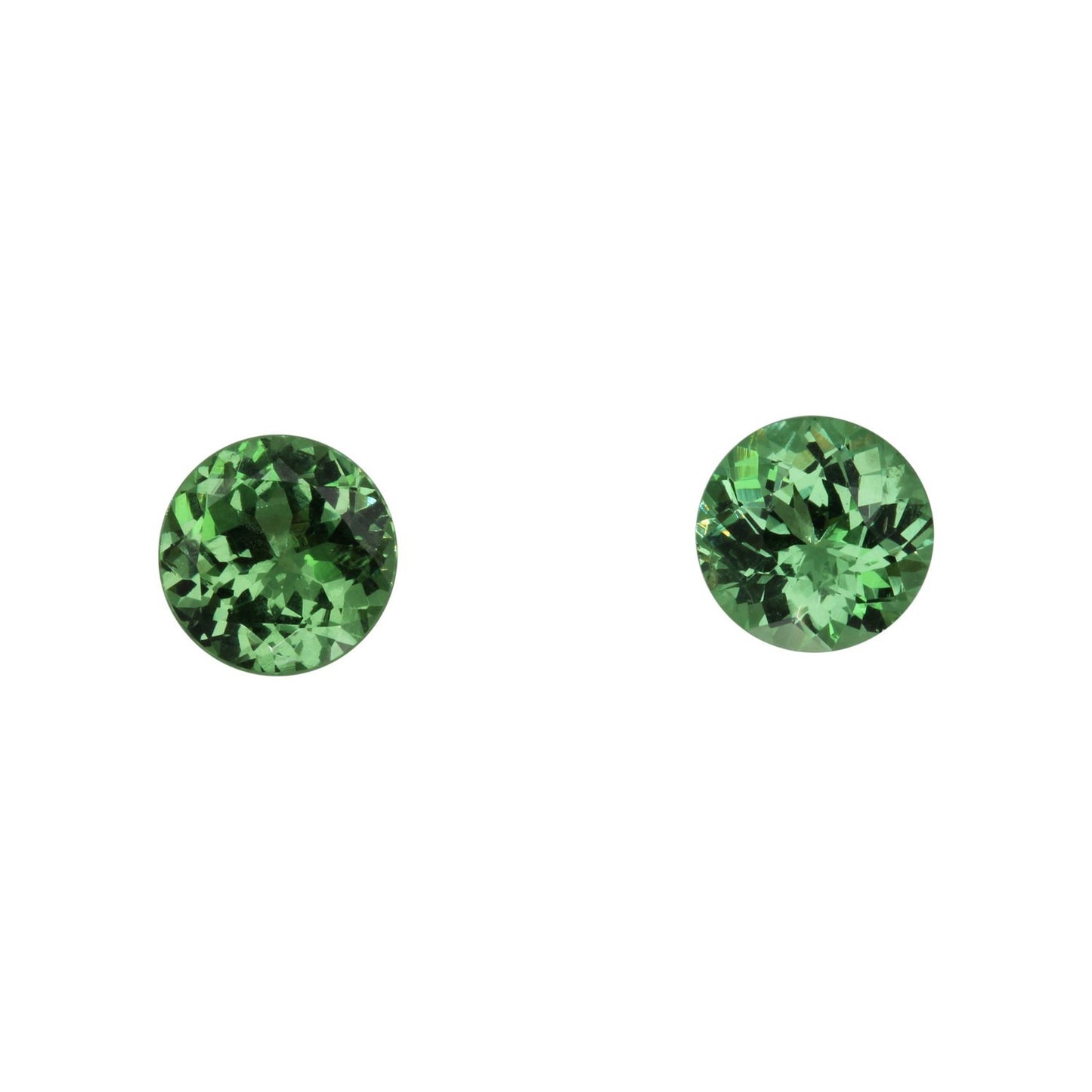 6.9mm Round Light Green Tsavorite Pair