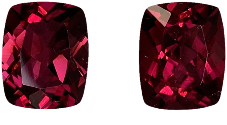 10x8mm Cushion Reddish Color Rubellite Pair