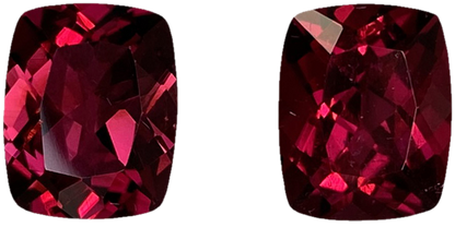10x8mm Cushion Reddish Color Rubellite Pair