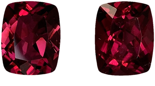 10x8mm Cushion Reddish Color Rubellite Pair