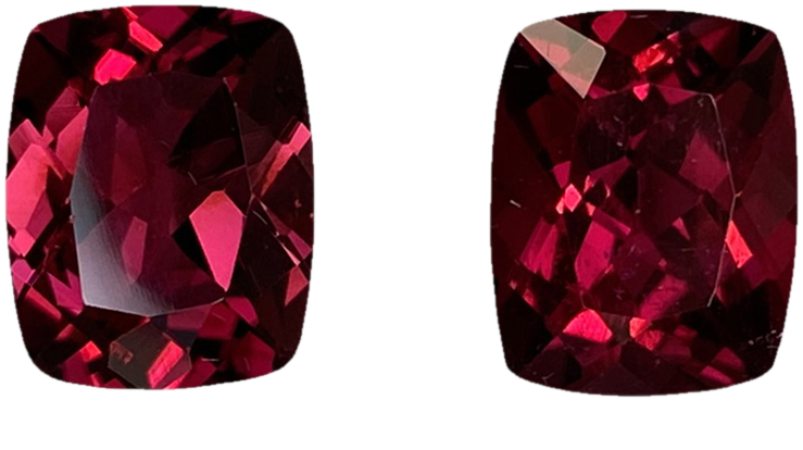 10x8mm Cushion Reddish Color Rubellite Pair