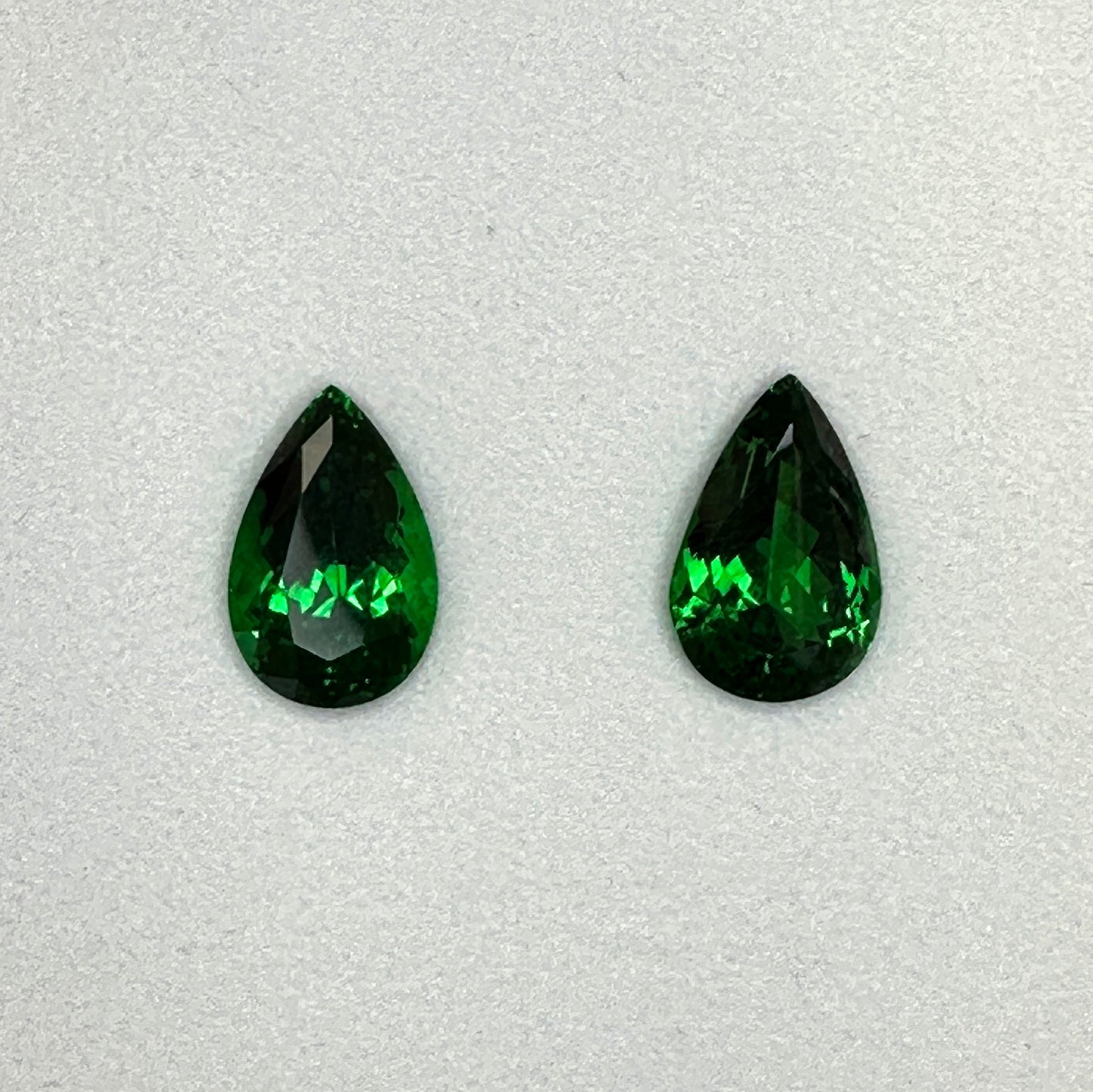 11.54ct Pear Shape Fine Intense Green Tsavorite Pair