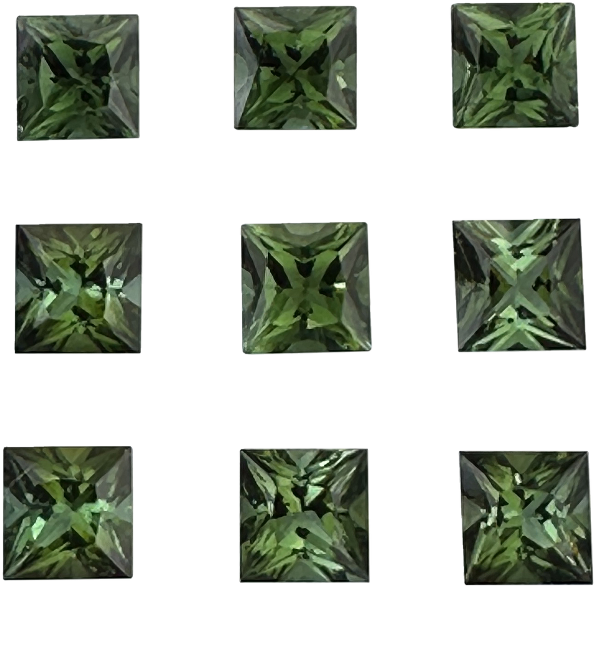 7mm Princess Cut Green Tourmaline