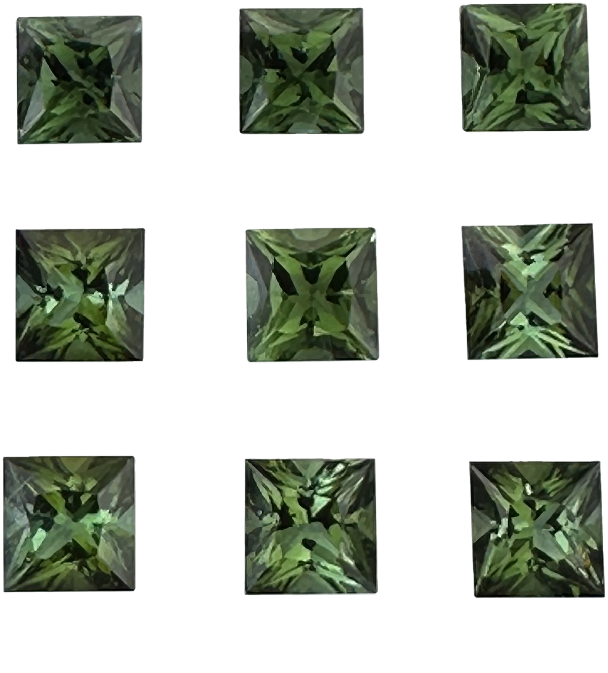 7mm Princess Cut Green Tourmaline
