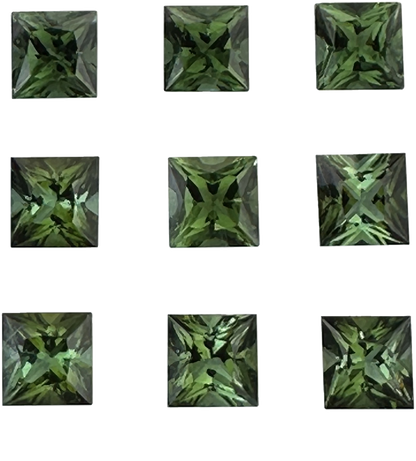 7mm Princess Cut Green Tourmaline