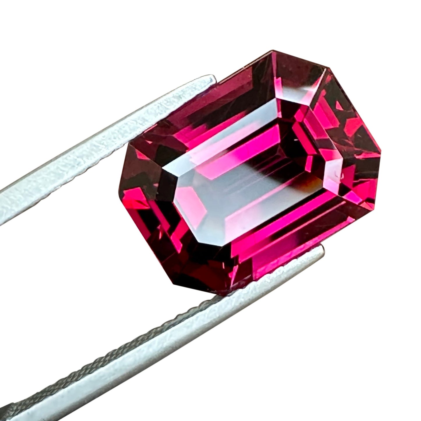 8.3ct Emerald Cut Deep Burgundy Rhodolite