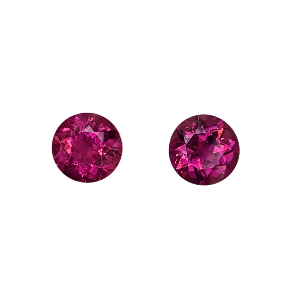 7.5mm Round Fuchsia Color Rubellite Pair