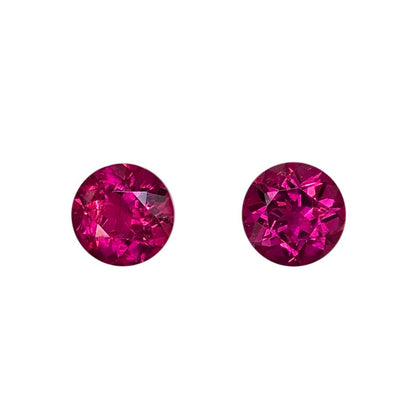 7.5mm Round Fuchsia Color Rubellite Pair