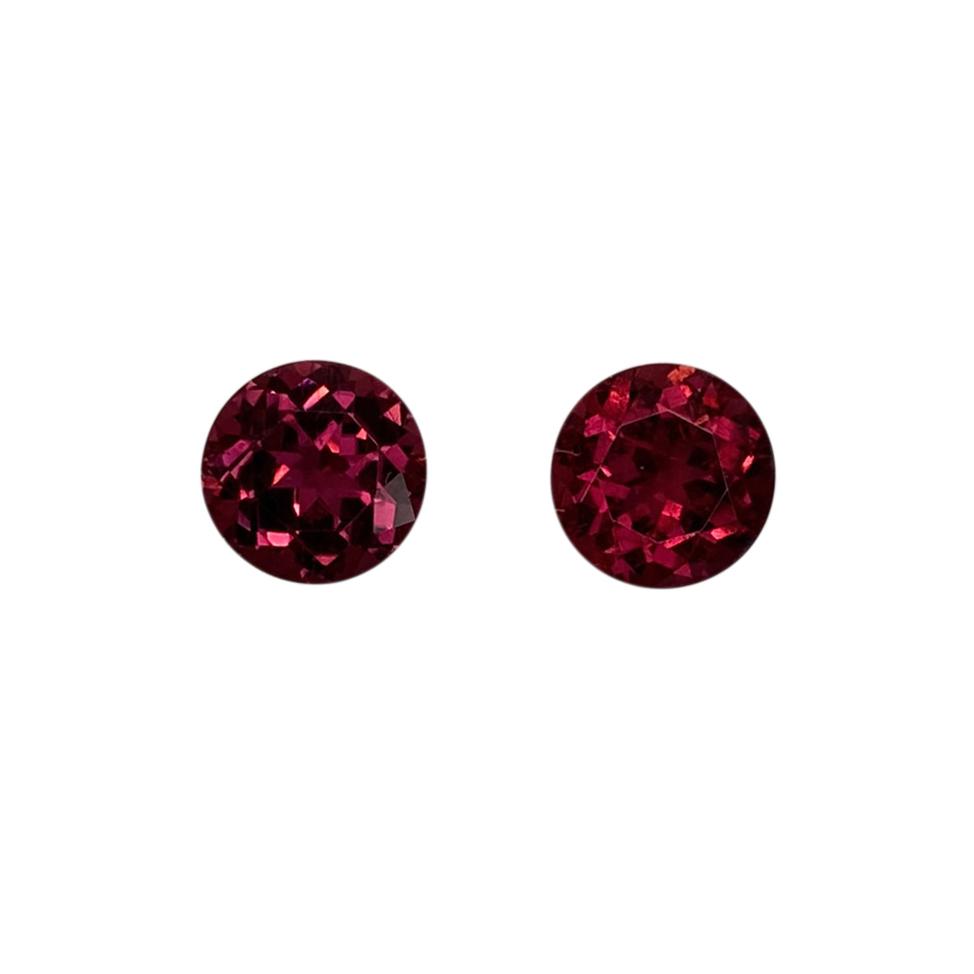 8mm Round Reddish Color Rubellite Pair