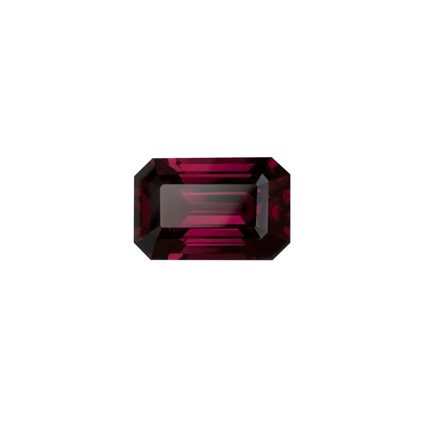 4.28ct Emerald Cut Open Burgundy Rhodolite