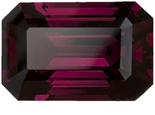 4.28ct Emerald Cut Open Burgundy Rhodolite