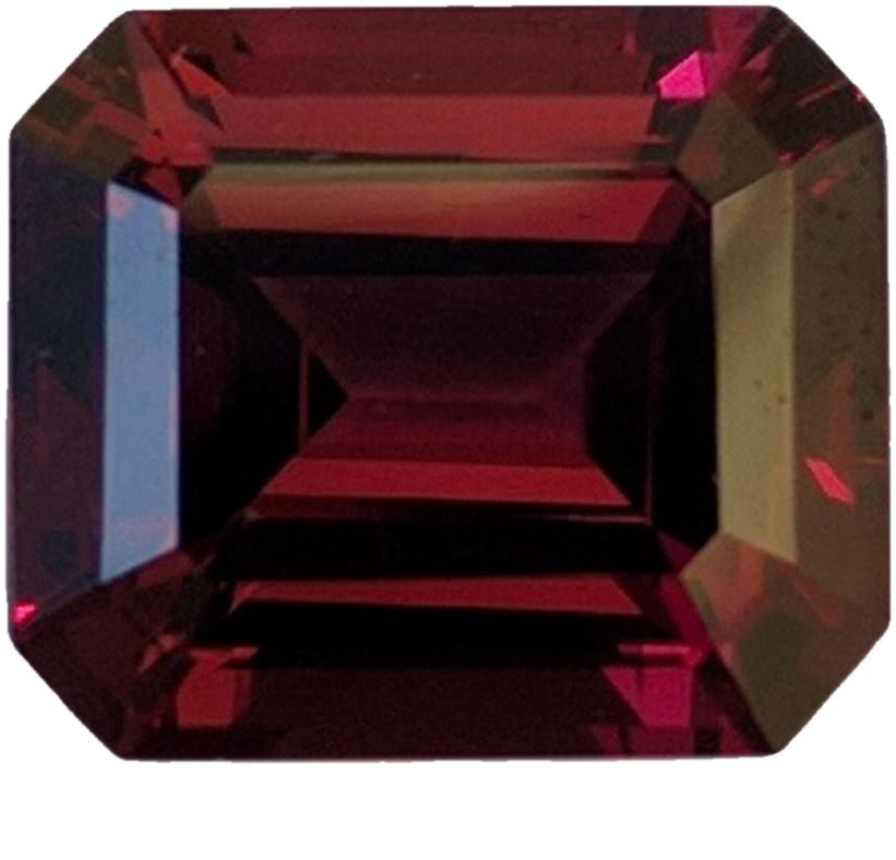 9.53ct Emerald Cut Deep Burgundy Rhodolite