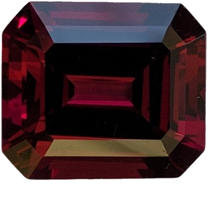 9.53ct Emerald Cut Deep Burgundy Rhodolite