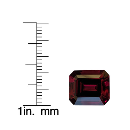 9.53ct Emerald Cut Deep Burgundy Rhodolite