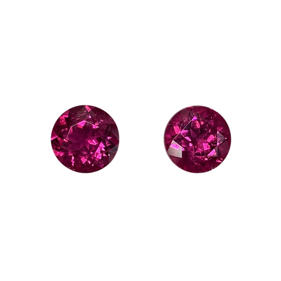7.5mm Round Fuchsia Color Rubellite Pair